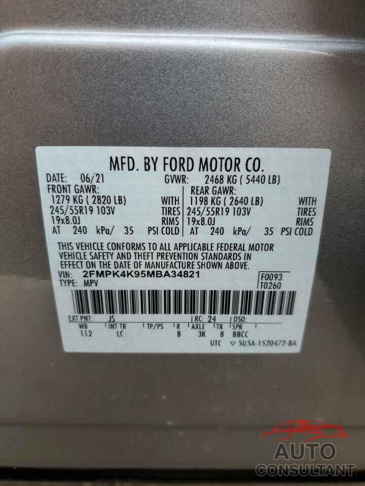 FORD EDGE 2021 - 2FMPK4K95MBA34821