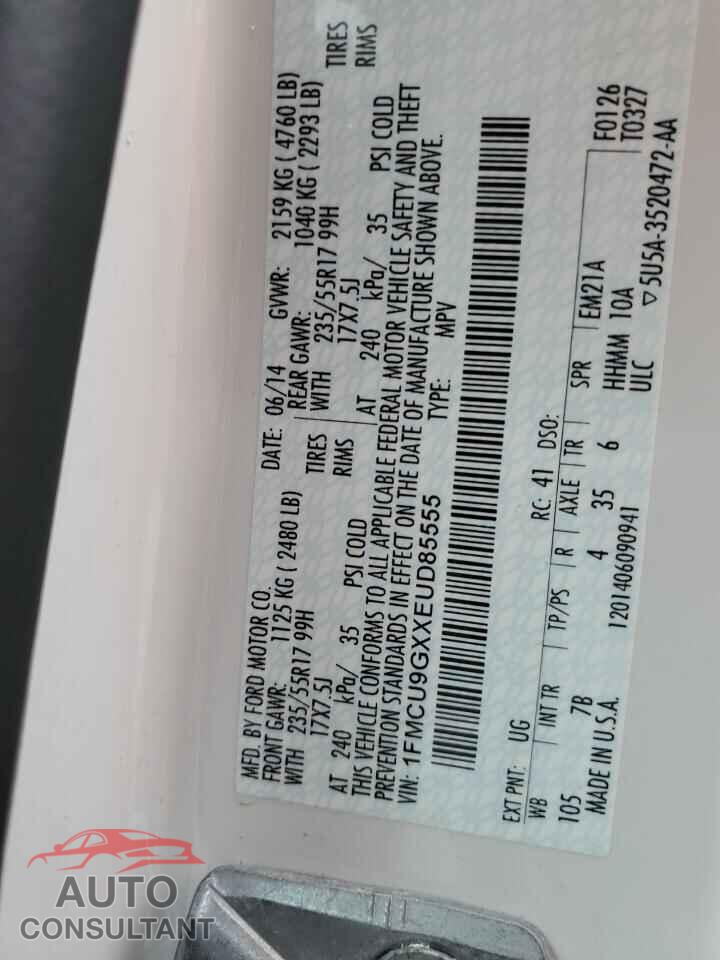 FORD ESCAPE 2014 - 1FMCU9GXXEUD85555
