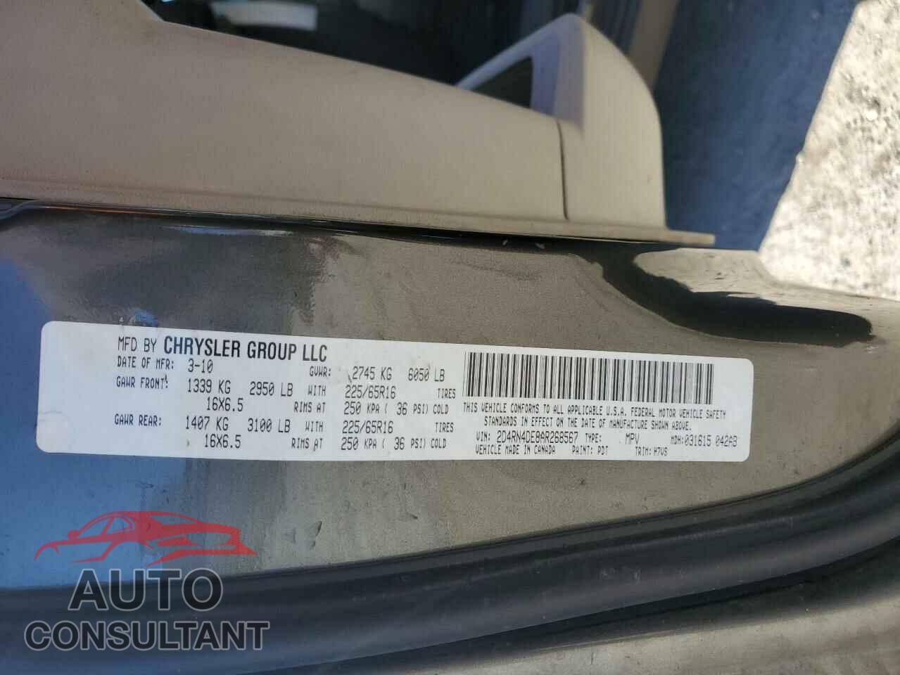DODGE CARAVAN 2010 - 2D4RN4DE8AR268567
