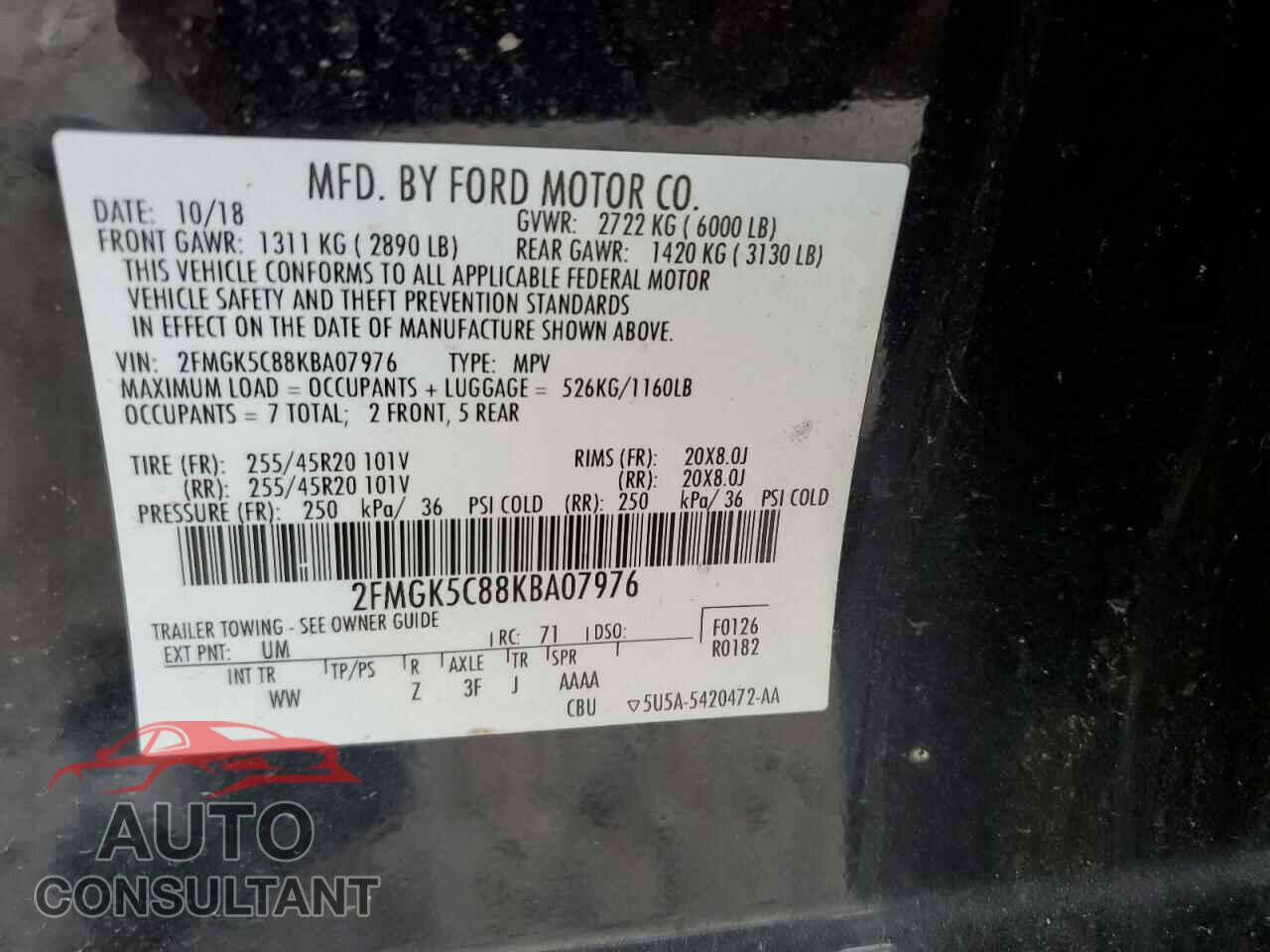 FORD FLEX 2019 - 2FMGK5C88KBA07976