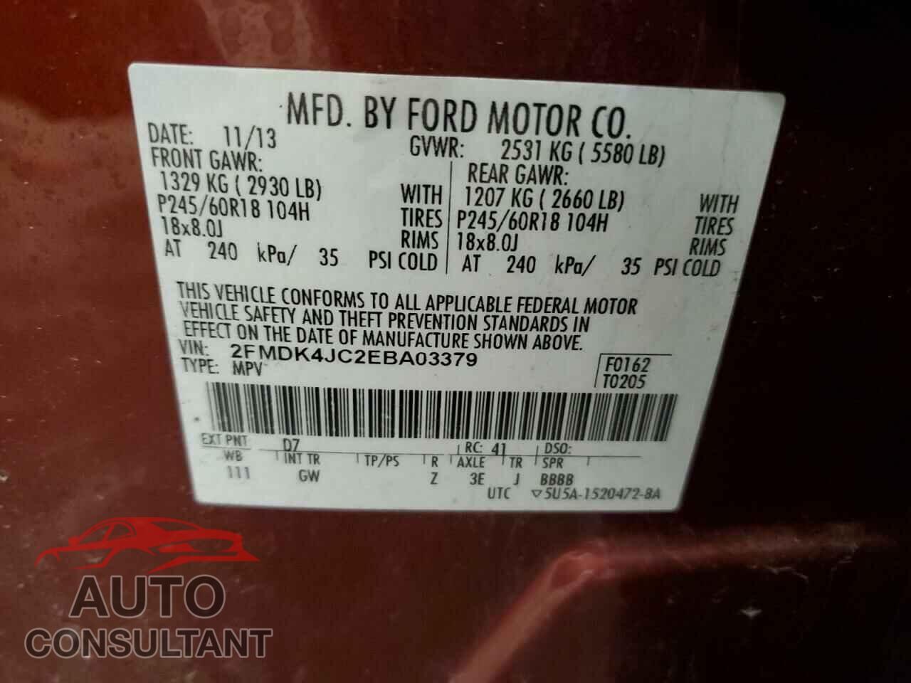 FORD EDGE 2014 - 2FMDK4JC2EBA03379