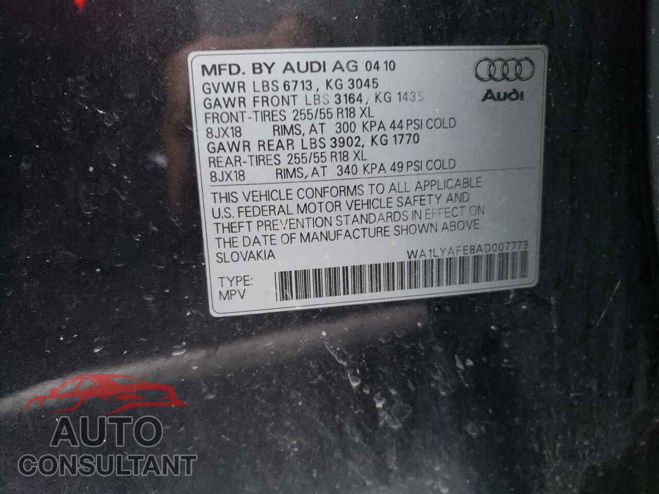 AUDI Q7 2010 - WA1LYAFE8AD007779