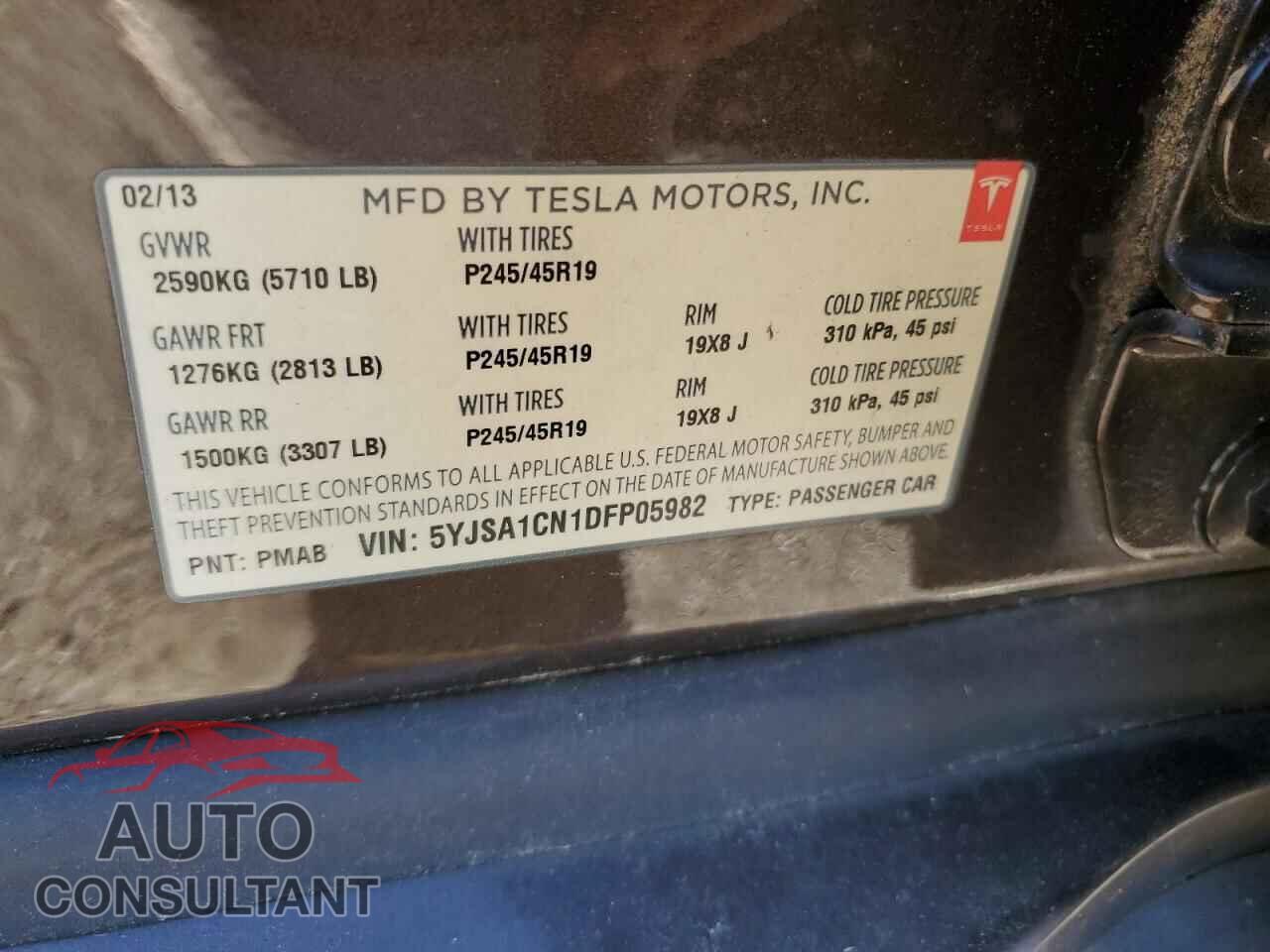 TESLA MODEL S 2013 - 5YJSA1CN1DFP05982