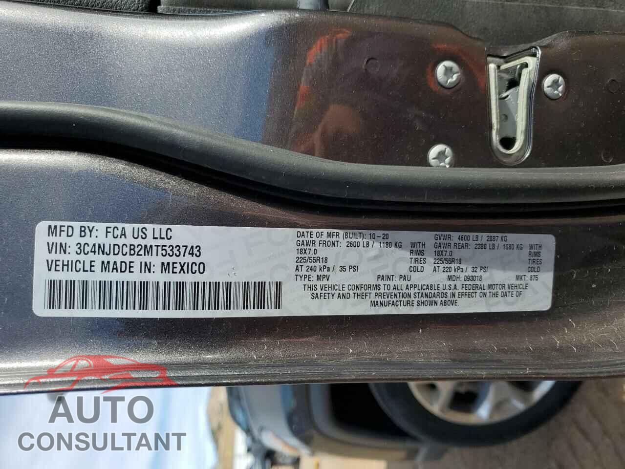 JEEP COMPASS 2021 - 3C4NJDCB2MT533743