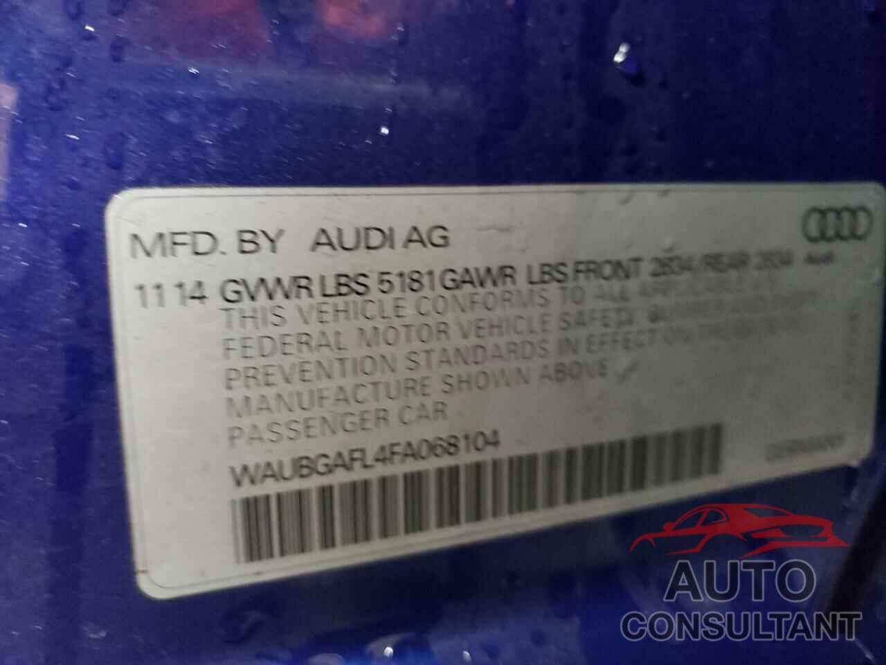 AUDI S4/RS4 2015 - WAUBGAFL4FA068104
