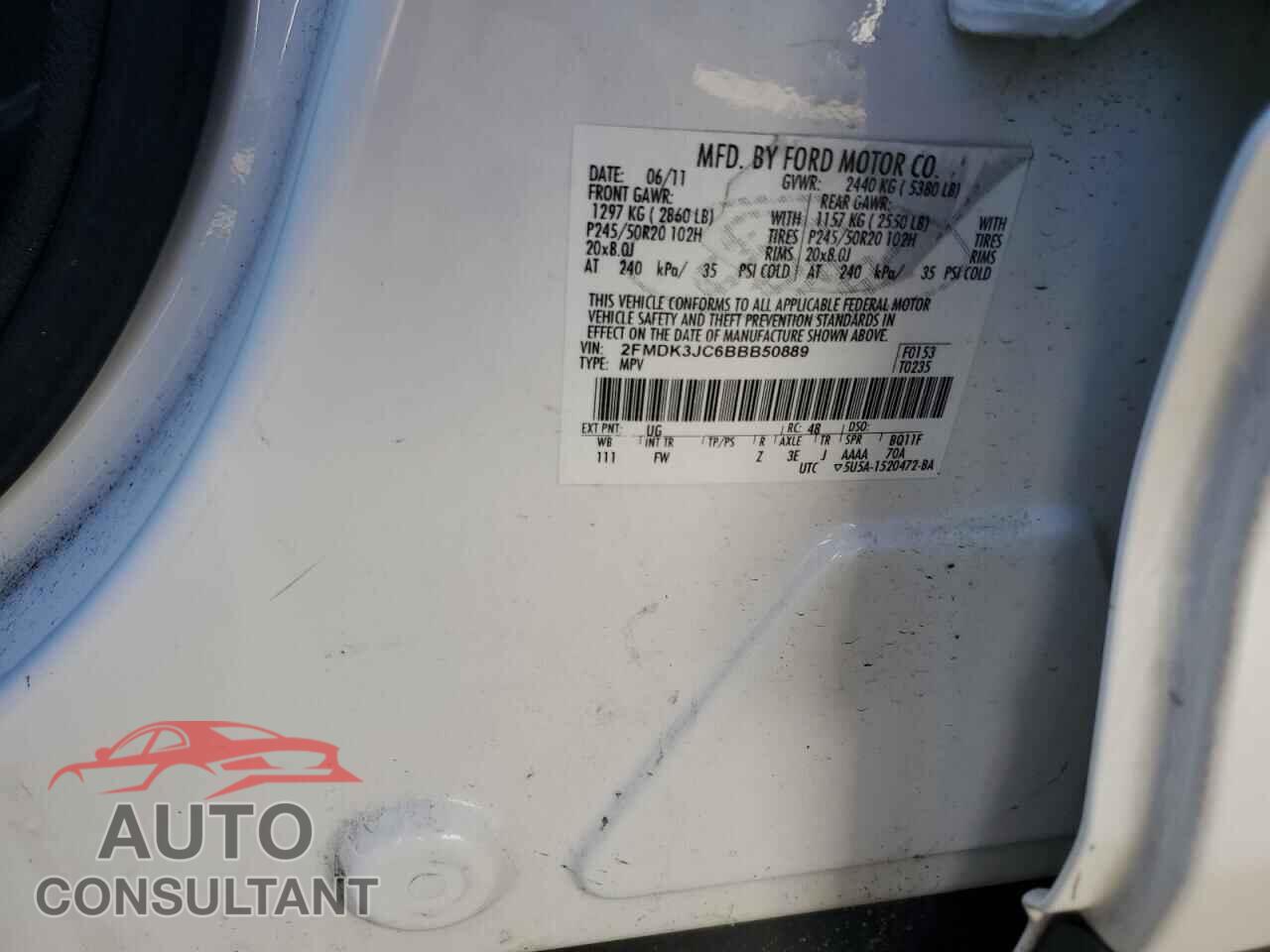 FORD EDGE 2011 - 2FMDK3JC6BBB50889