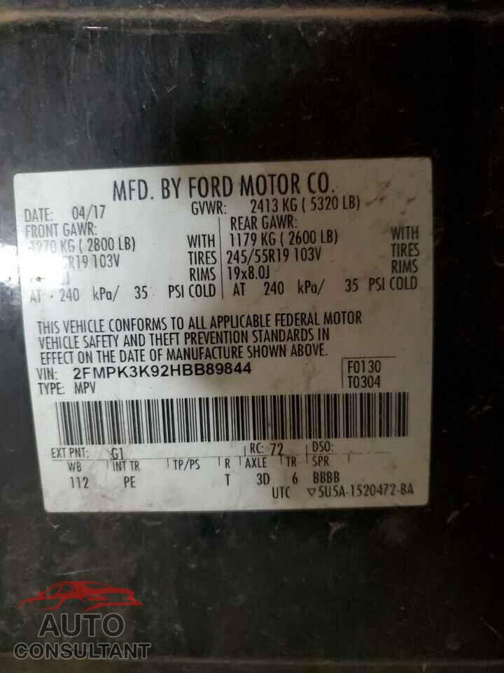 FORD EDGE 2017 - 2FMPK3K92HBB89844