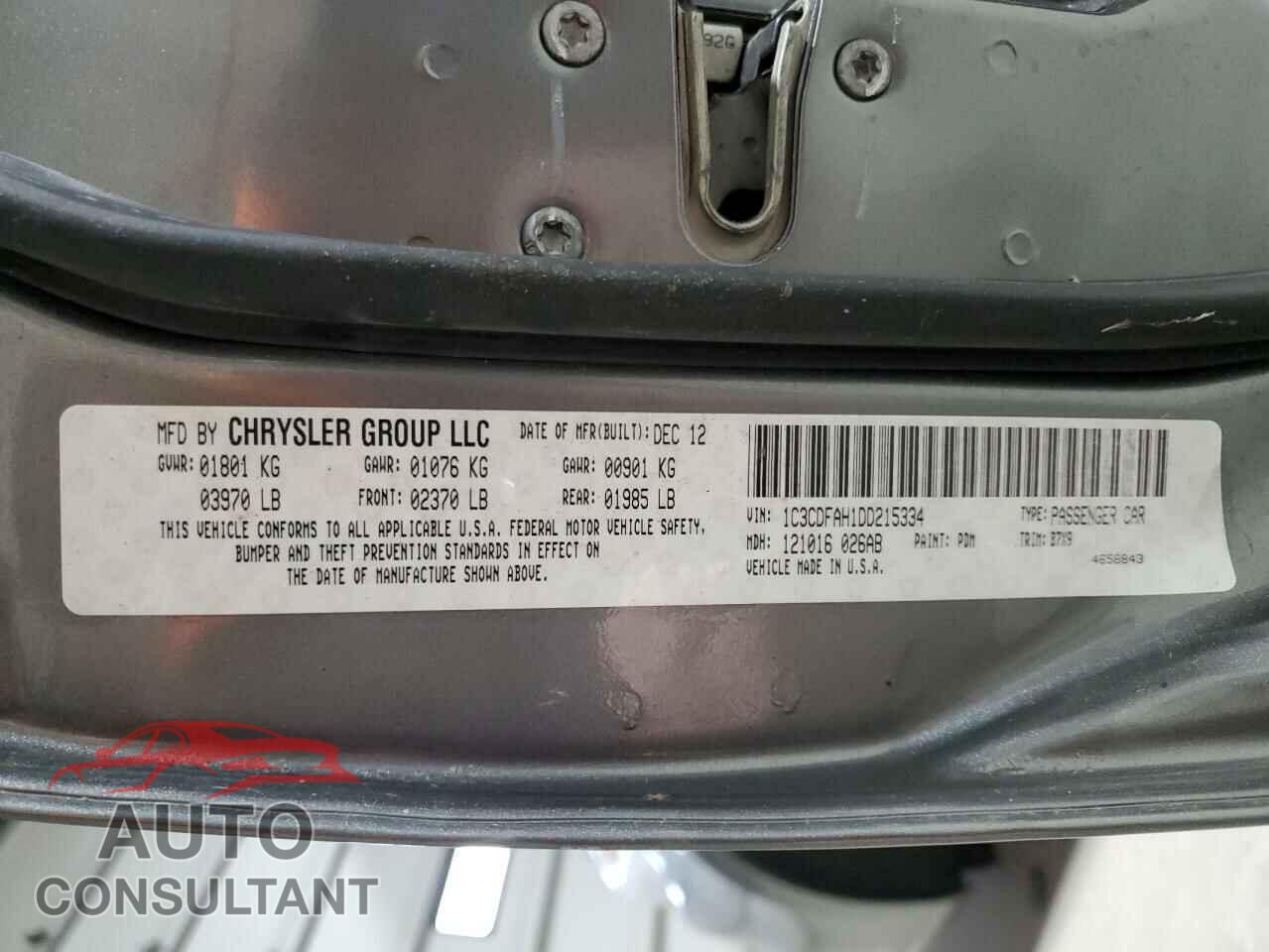 DODGE DART 2013 - 1C3CDFAH1DD215334