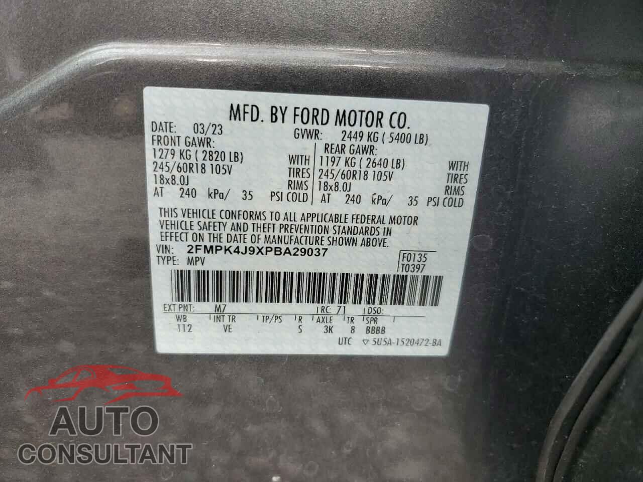 FORD EDGE 2023 - 2FMPK4J9XPBA29037