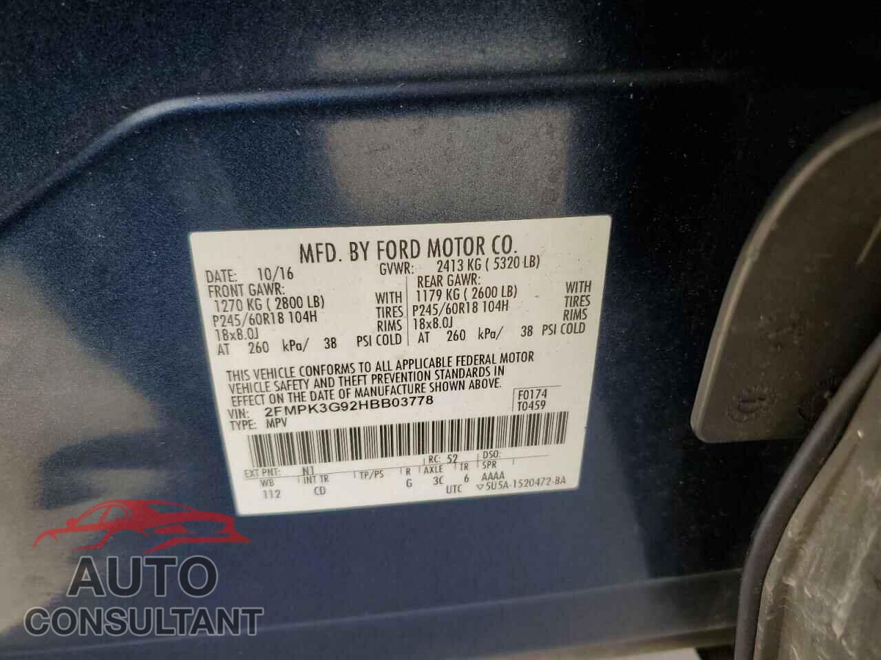 FORD EDGE 2017 - 2FMPK3G92HBB03778
