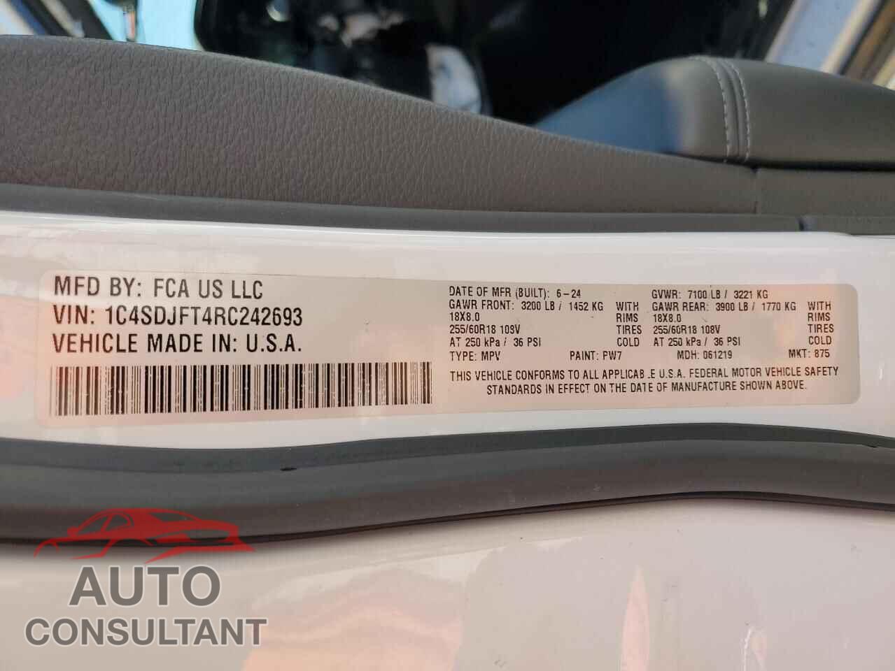 DODGE DURANGO 2024 - 1C4SDJFT4RC242693