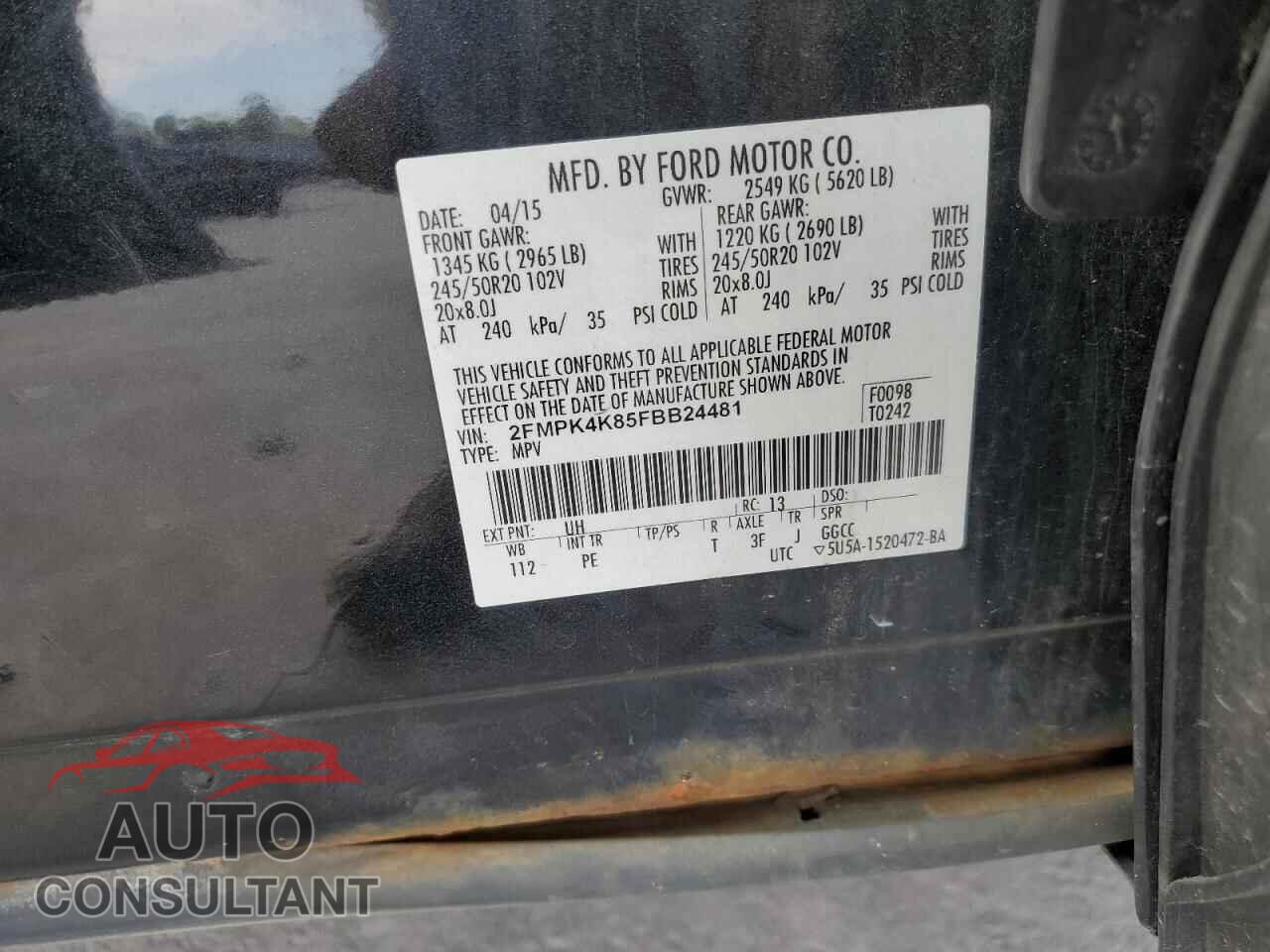 FORD EDGE 2015 - 2FMPK4K85FBB24481