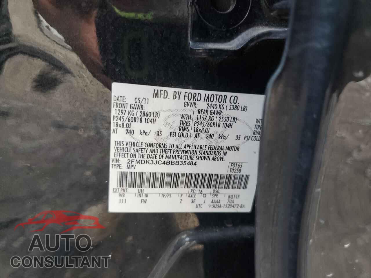 FORD EDGE 2011 - 2FMDK3JC4BBB35484