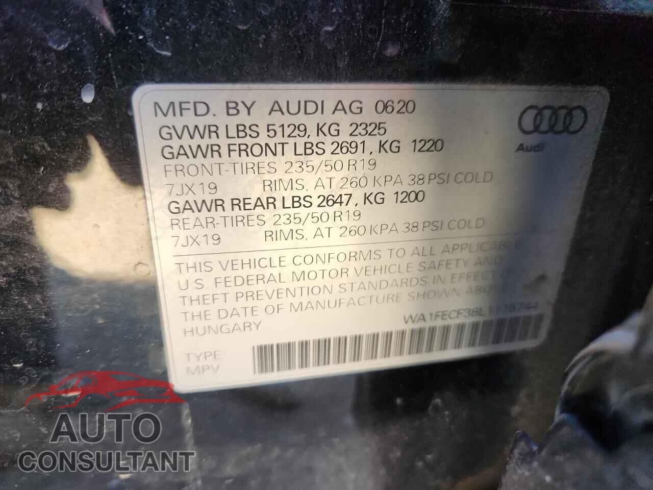 AUDI Q3 2020 - WA1FECF38L1115744