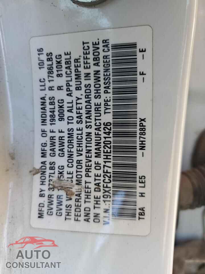 HONDA CIVIC 2017 - 19XFC2F71HE201426