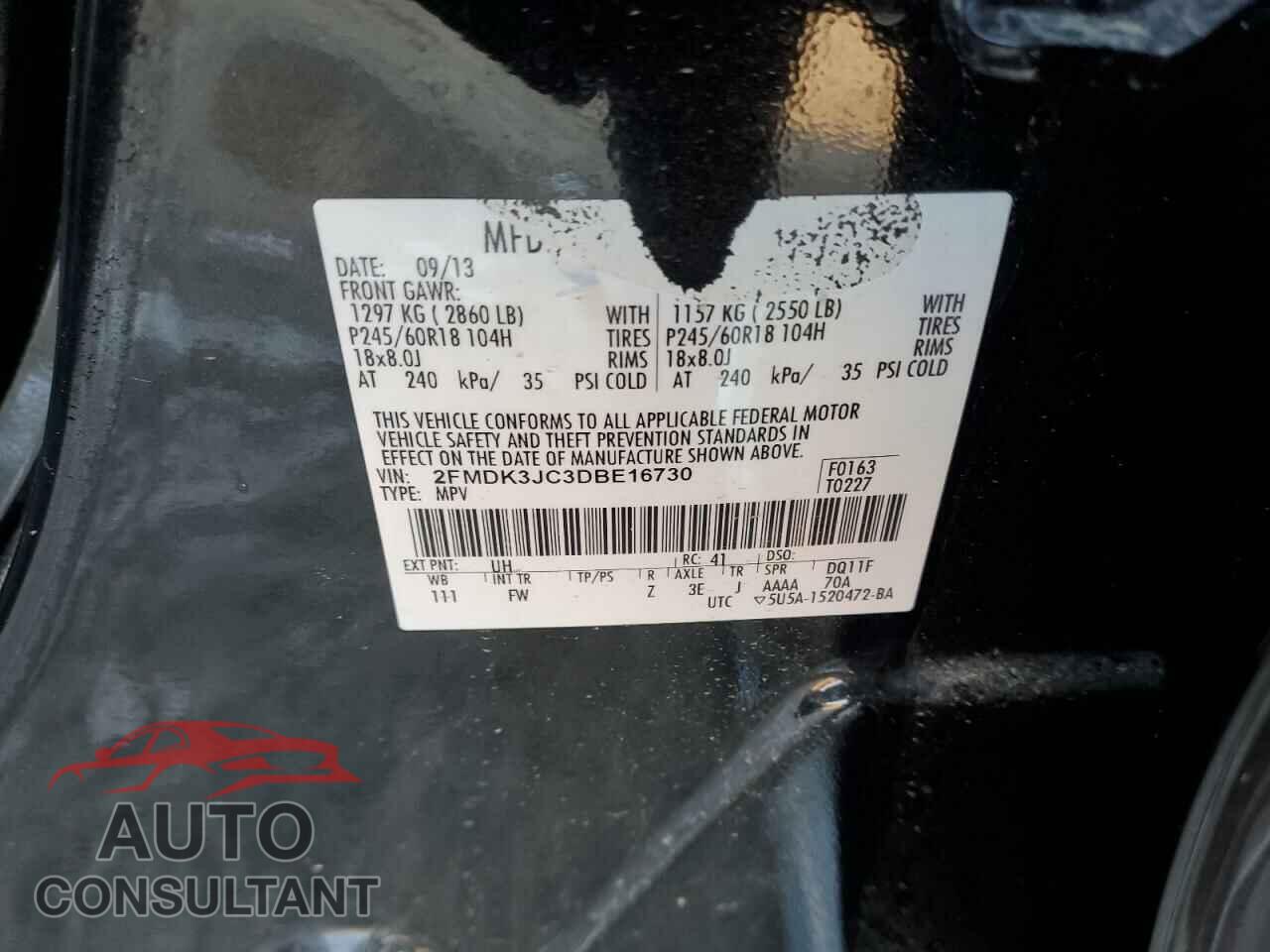 FORD EDGE 2013 - 2FMDK3JC3DBE16730