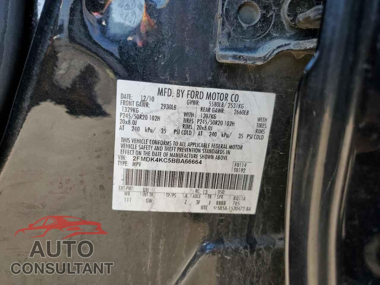 FORD EDGE 2011 - 2FMDK4KC5BBA66664