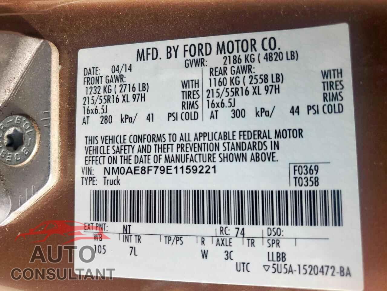 FORD TRANSIT 2014 - NM0AE8F79E1159221