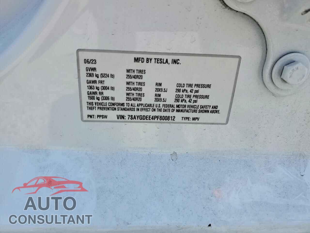 TESLA MODEL Y 2023 - 7SAYGDEE4PF800812