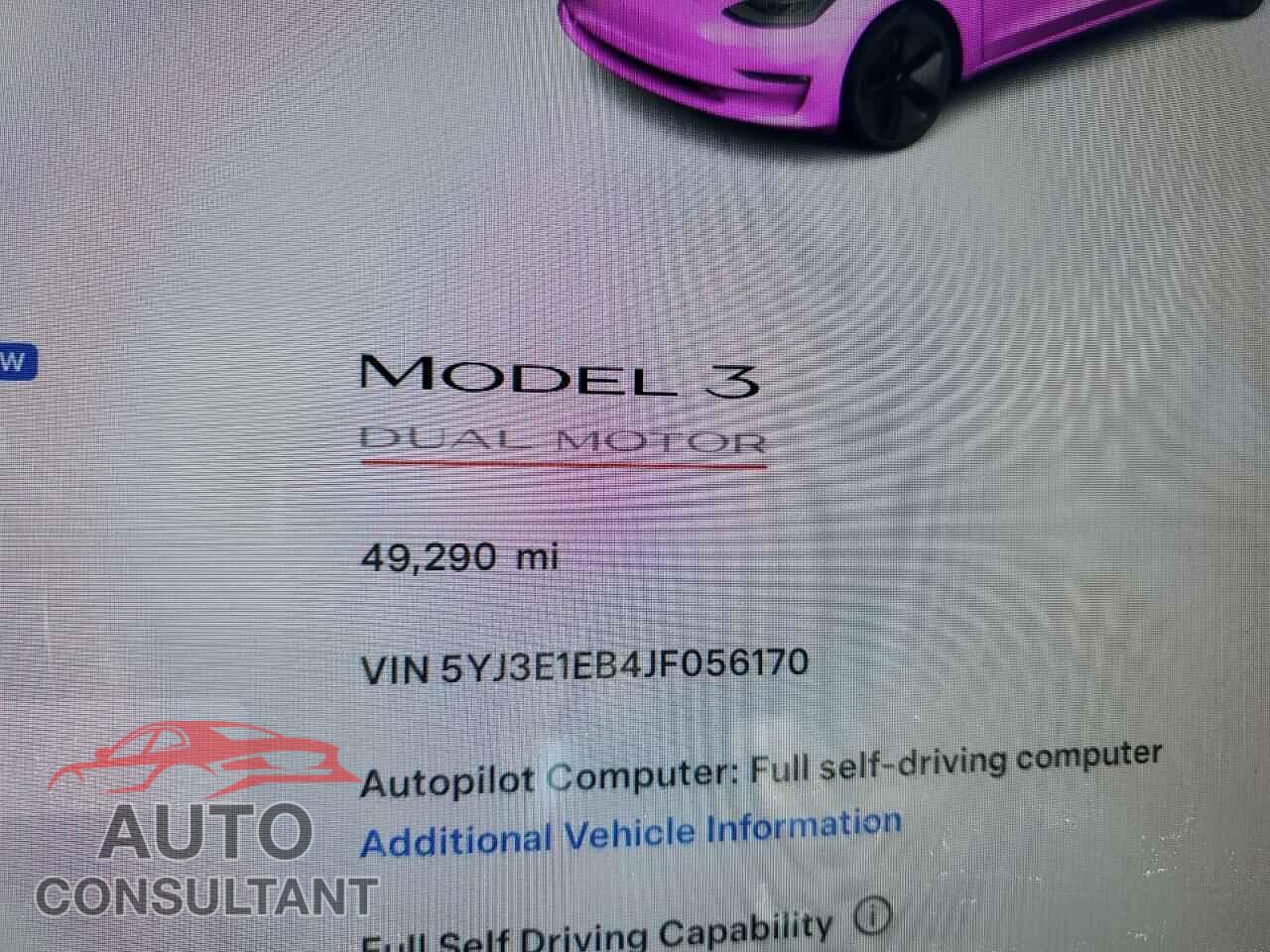 TESLA MODEL 3 2018 - 5YJ3E1EB4JF056170