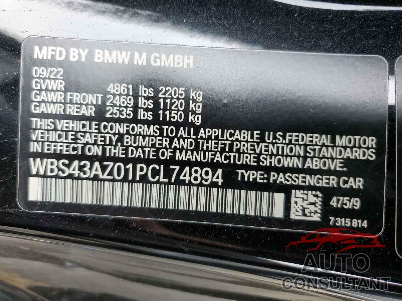 BMW M4 2023 - WBS43AZ01PCL74894