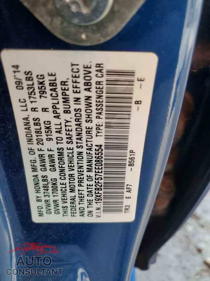 HONDA CIVIC 2014 - 19XFB2F57EE086554