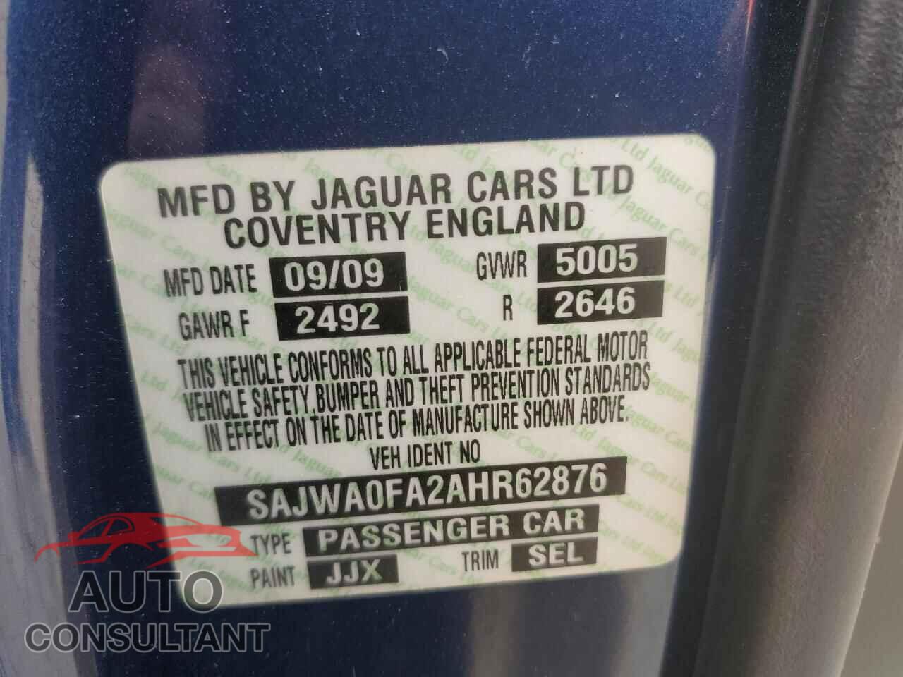 JAGUAR XF 2010 - SAJWA0FA2AHR62876