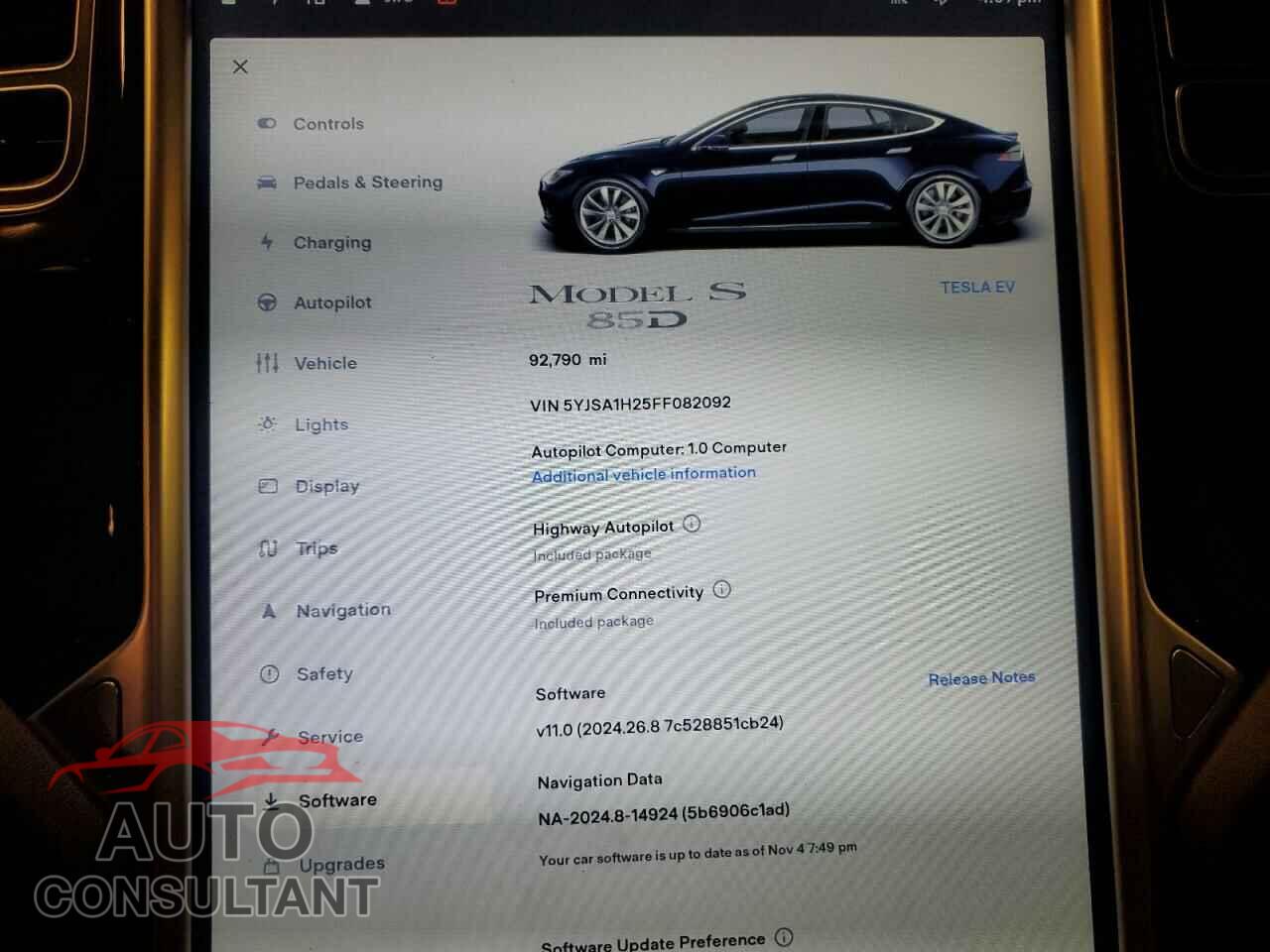 TESLA MODEL S 2015 - 5YJSA1H25FF082092
