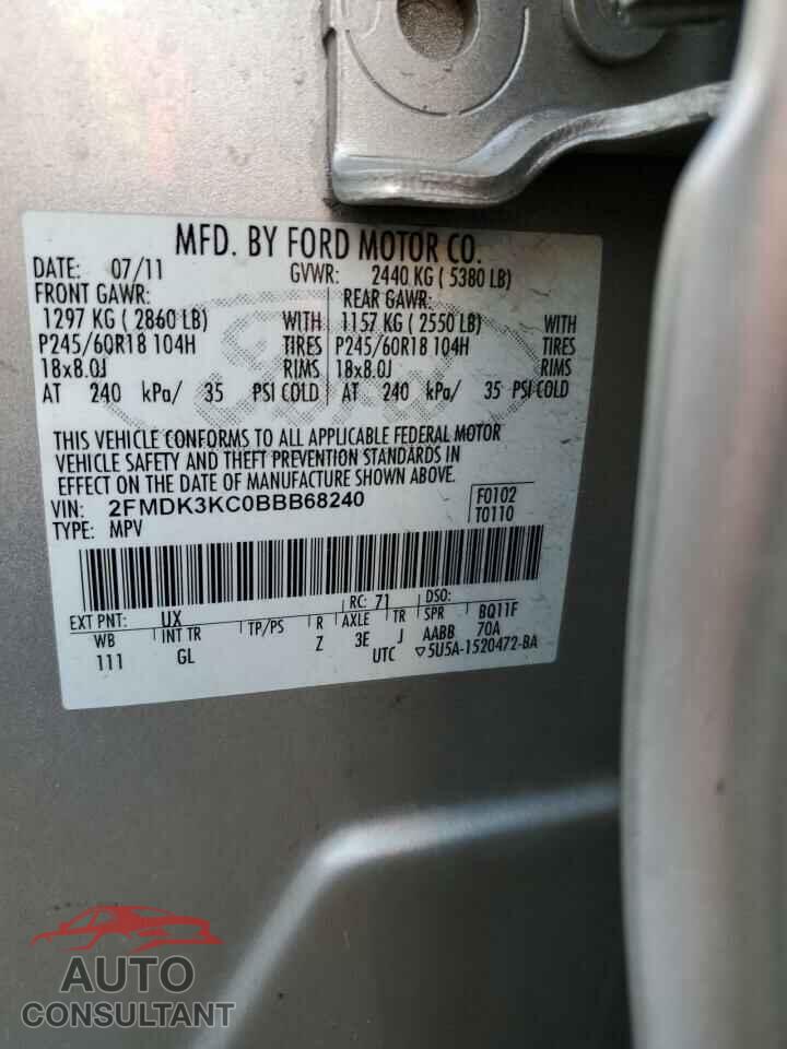 FORD EDGE 2011 - 2FMDK3KC0BBB68240