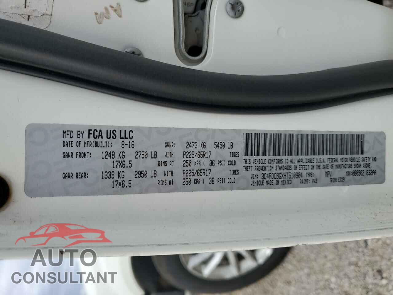 DODGE JOURNEY 2017 - 3C4PDCBGXHT510904