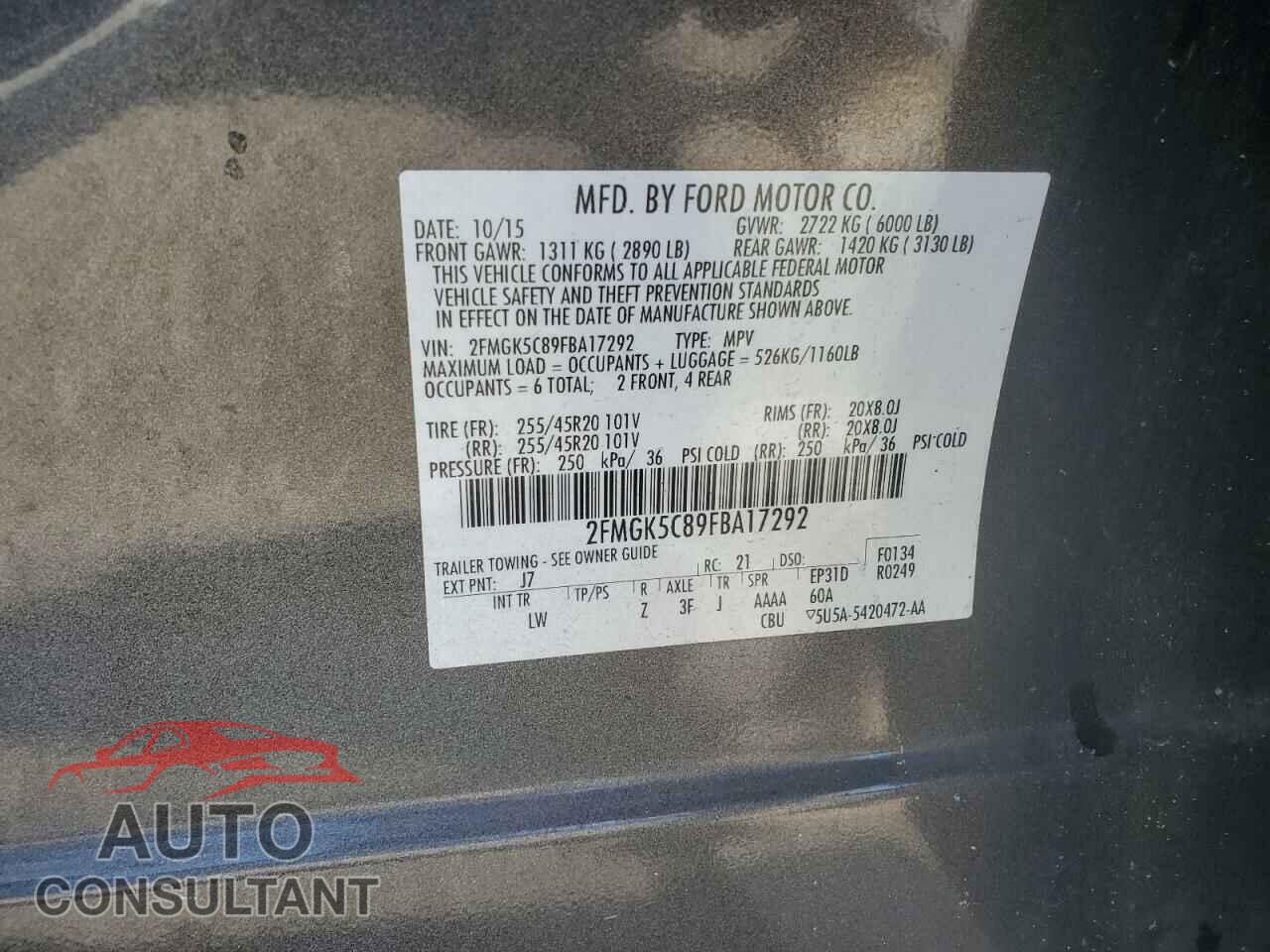 FORD FLEX 2015 - 2FMGK5C89FBA17292