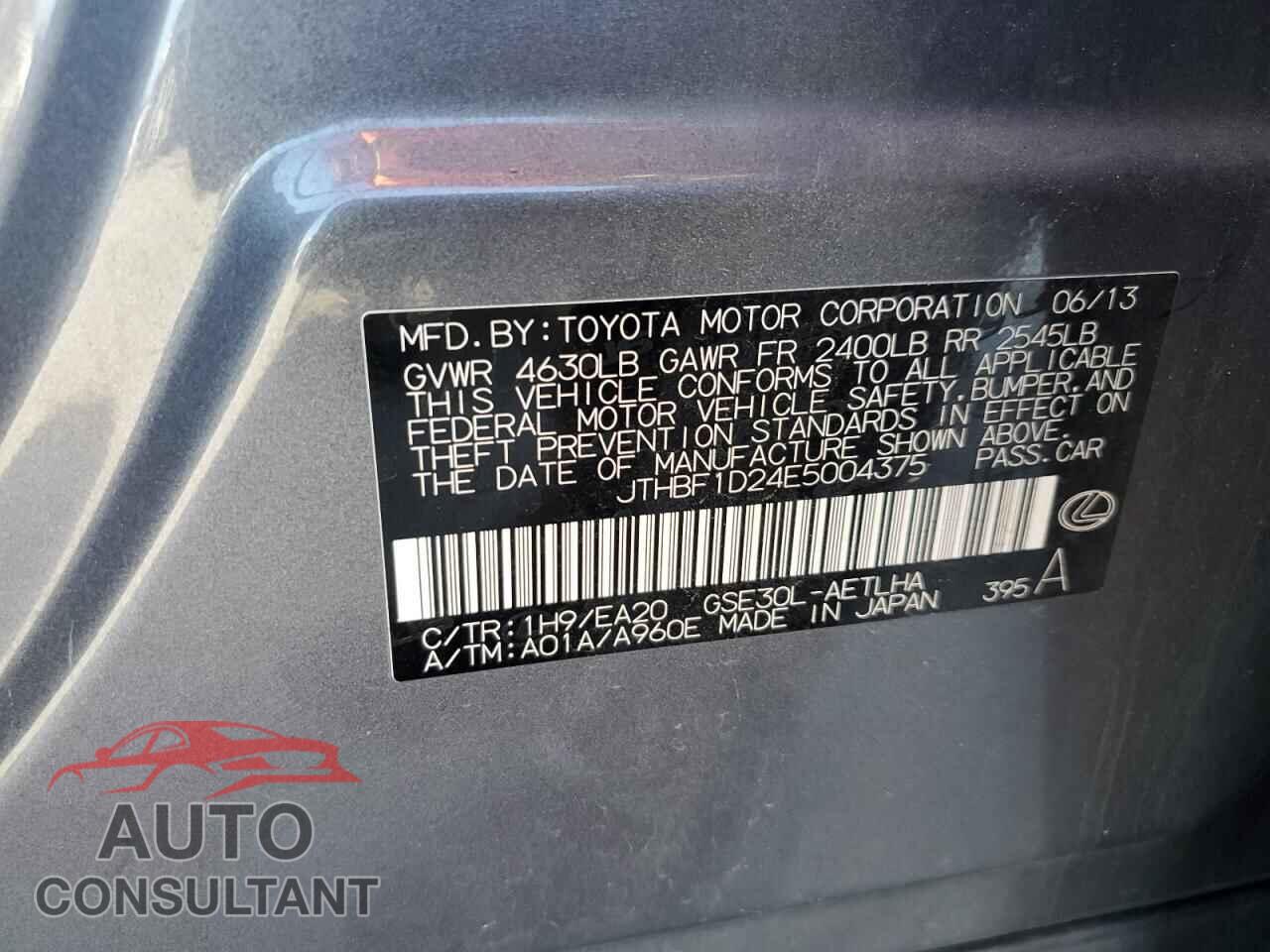LEXUS IS 2014 - JTHBF1D24E5004375