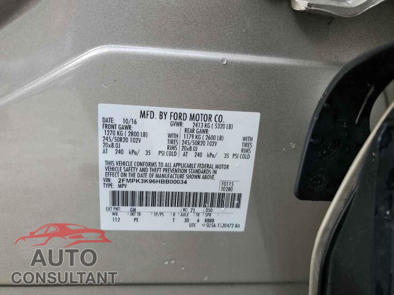 FORD EDGE 2017 - 2FMPK3K96HBB00034