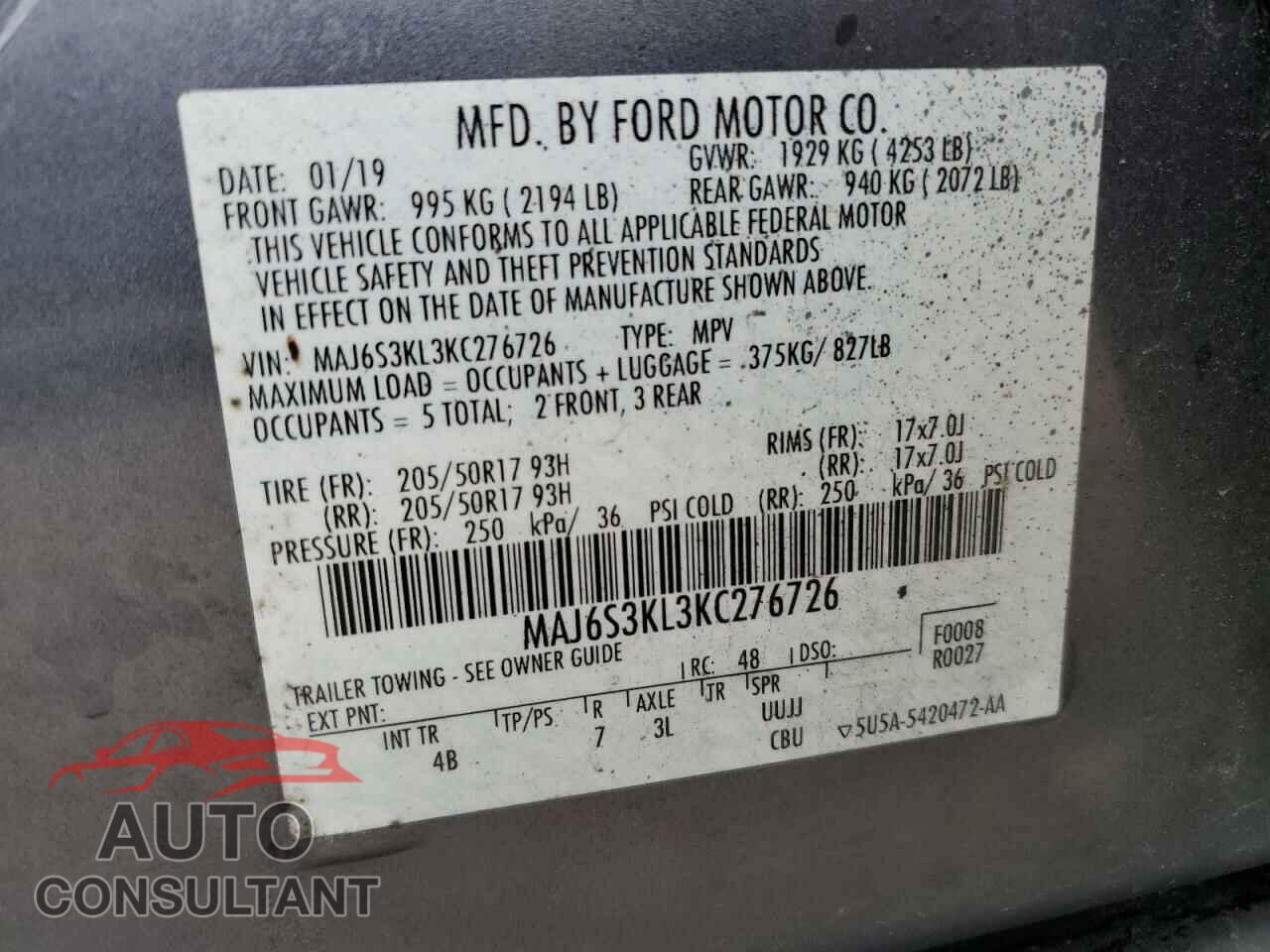 FORD ECOSPORT 2019 - MAJ6S3KL3KC276726