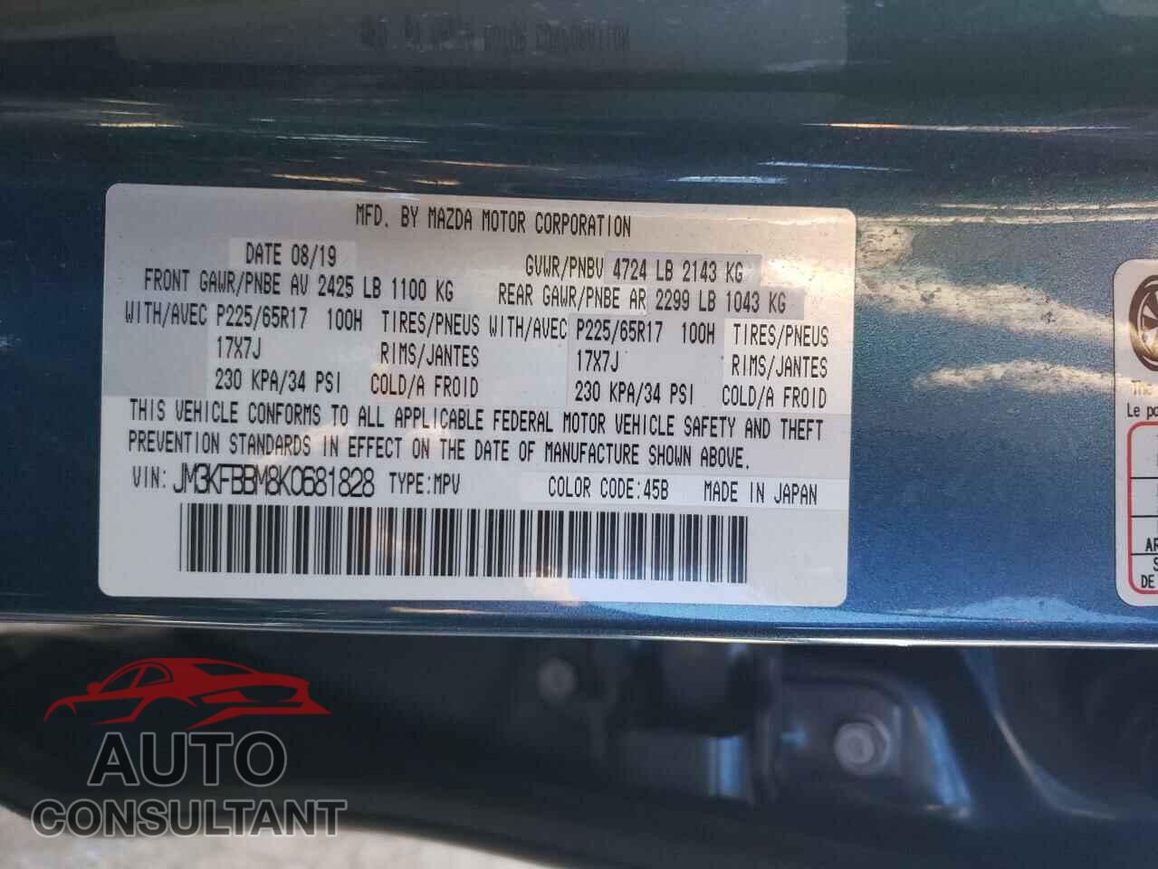 MAZDA CX-5 2019 - JM3KFBBM8K0681828