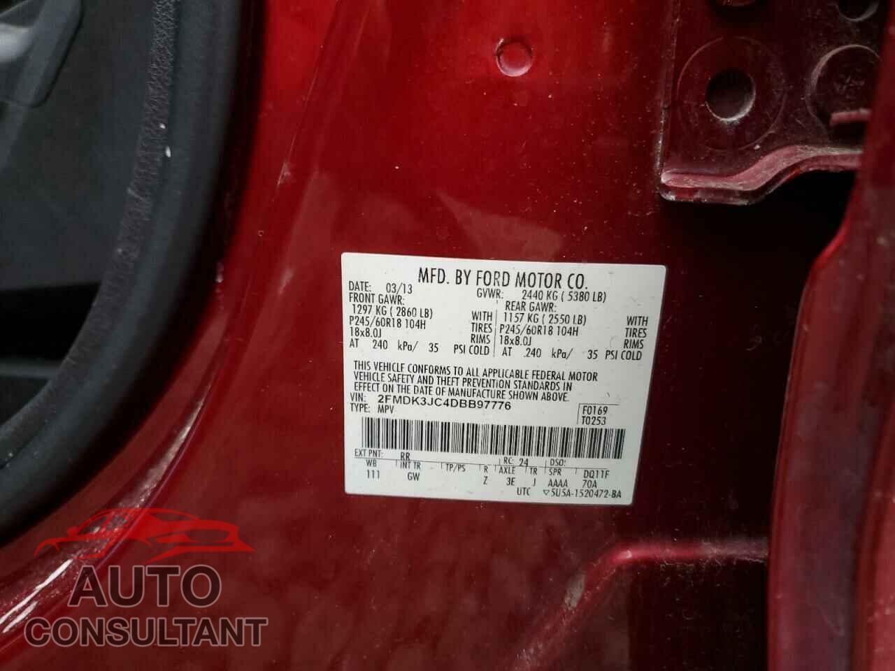 FORD EDGE 2013 - 2FMDK3JC4DBB97776