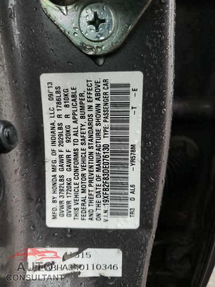 HONDA CIVIC 2013 - 19XFB2F83DE076130