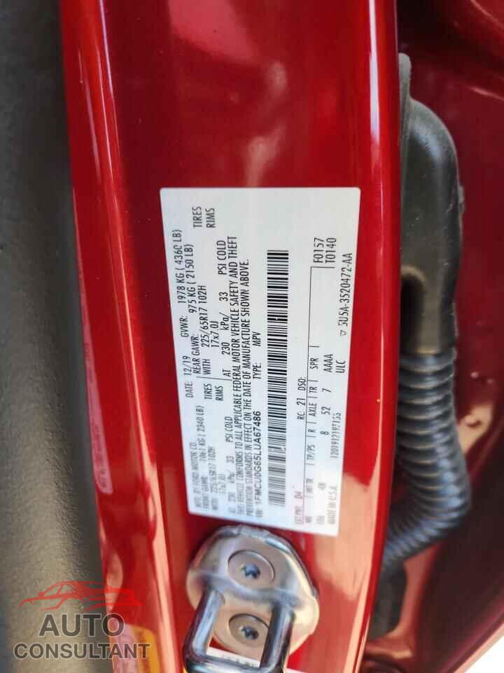 FORD ESCAPE 2020 - 1FMCU0G65LUA67486