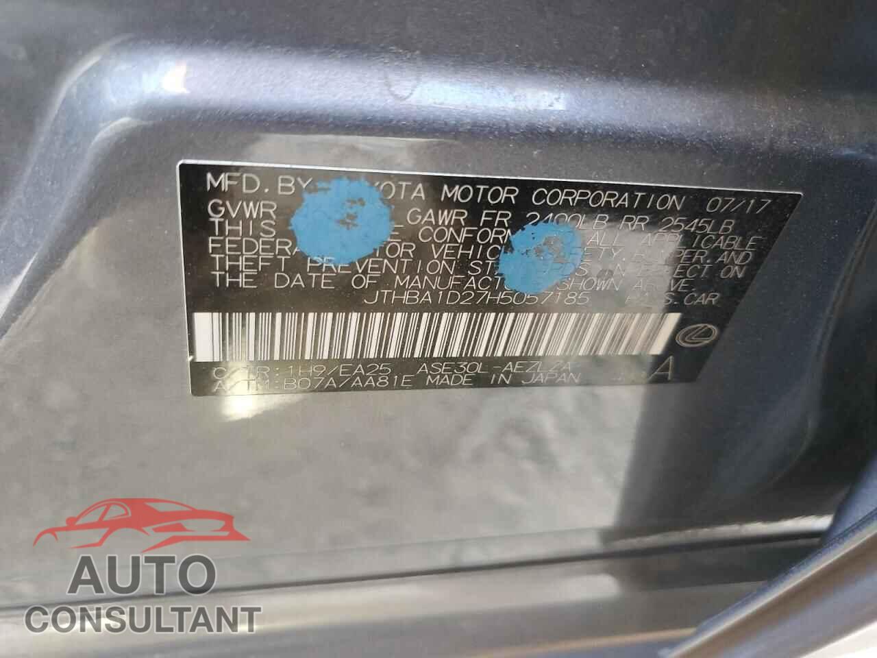 LEXUS IS 2017 - JTHBA1D27H5057185