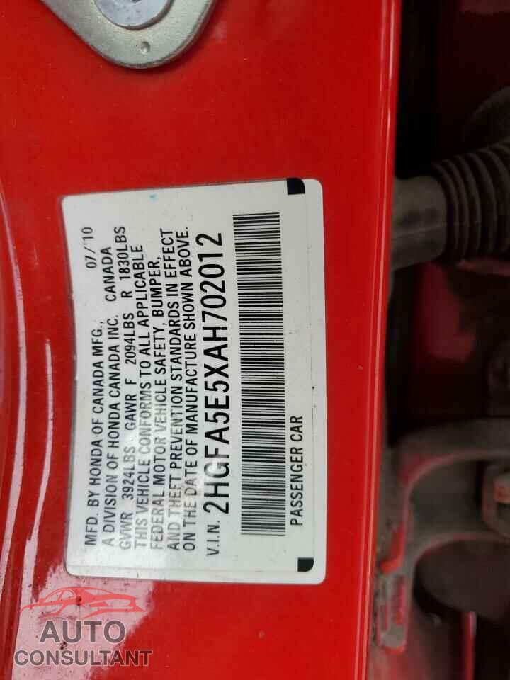 HONDA CIVIC 2010 - 2HGFA5E5XAH702012