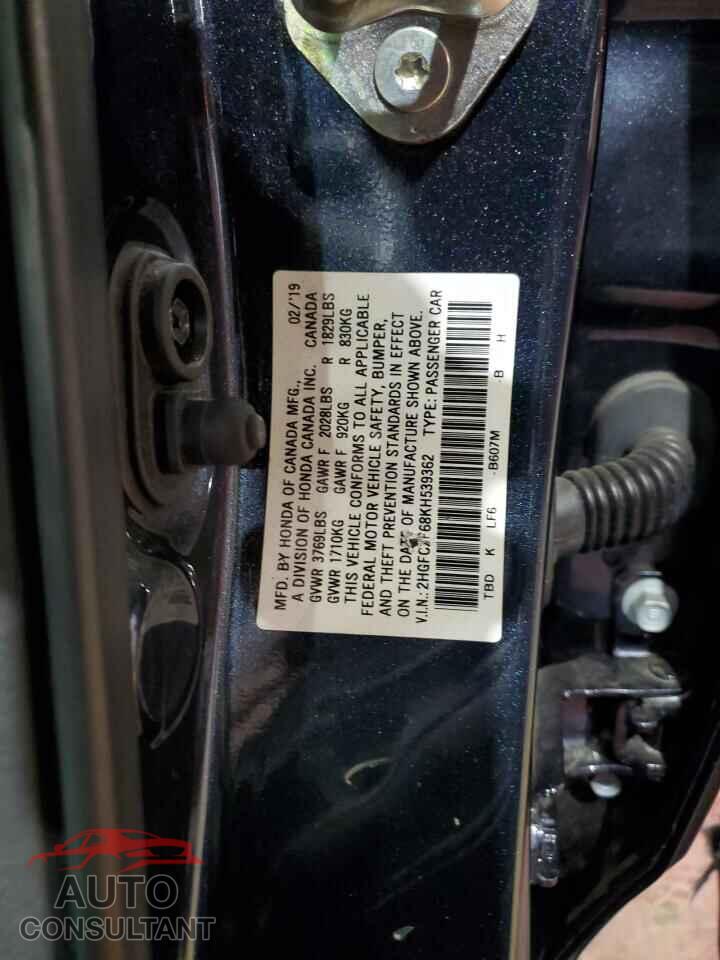HONDA CIVIC 2019 - 2HGFC2F68KH539362