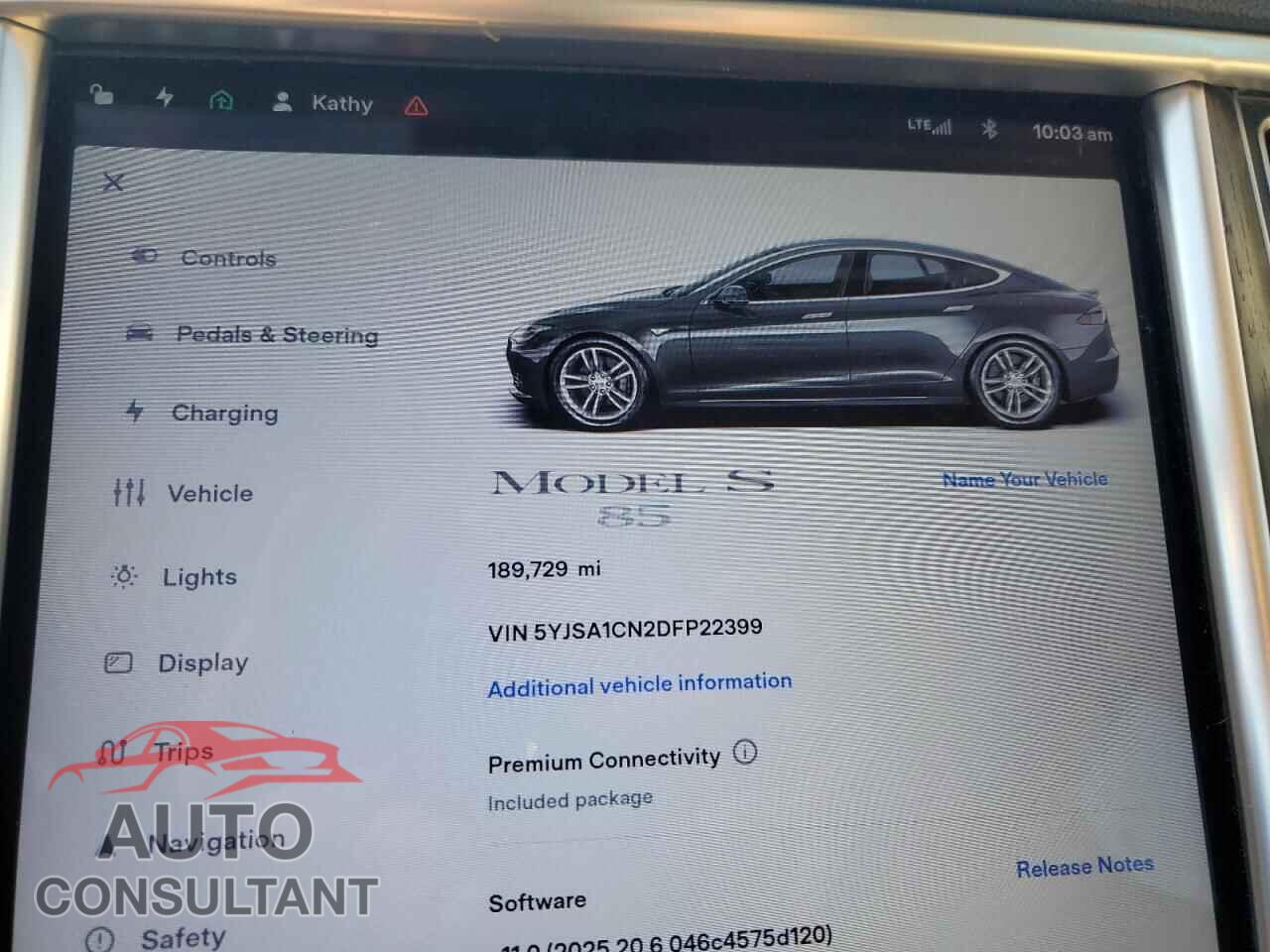 TESLA MODEL S 2013 - 5YJSA1CN2DFP22399