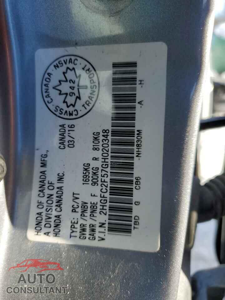 HONDA CIVIC 2016 - 2HGFC2F57GH020348