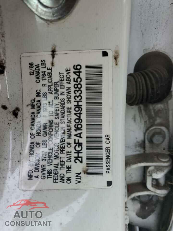 HONDA CIVIC 2009 - 2HGFA16949H338546