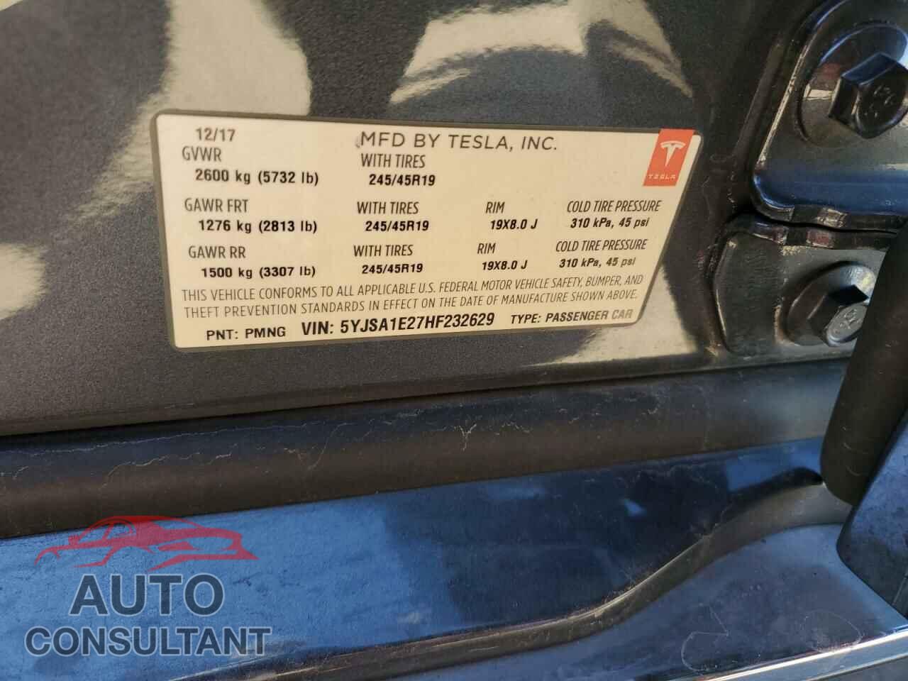 TESLA MODEL S 2017 - 5YJSA1E27HF232629
