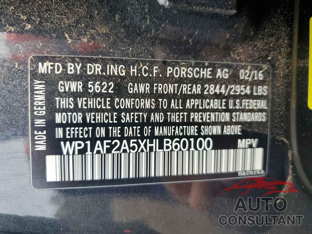 PORSCHE MACAN 2017 - WP1AF2A5XHLB60100