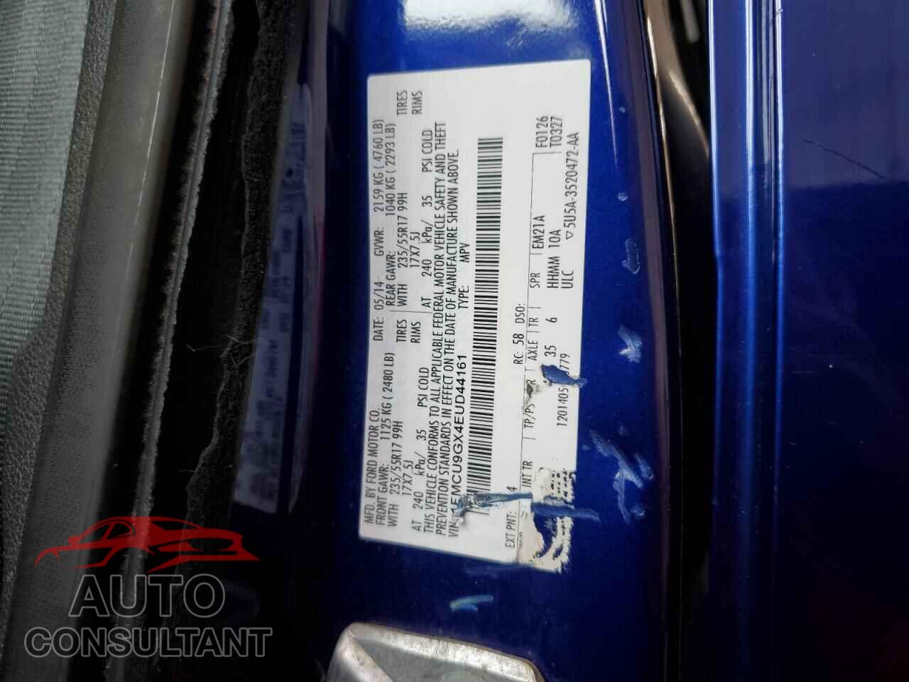 FORD ESCAPE 2014 - 1FMCU9GX4EUD44161