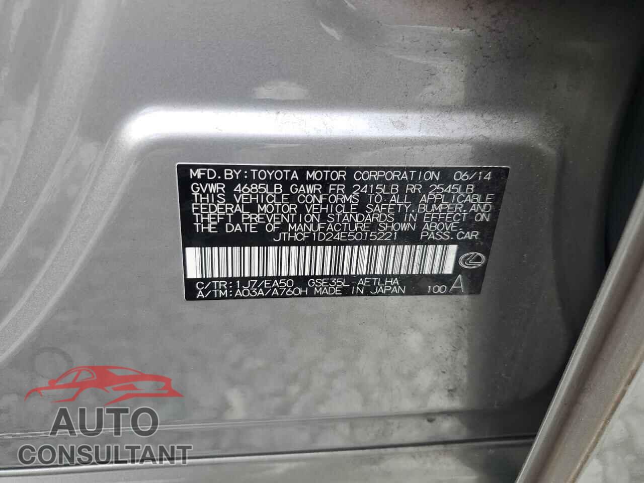 LEXUS IS 2014 - JTHCF1D24E5015221