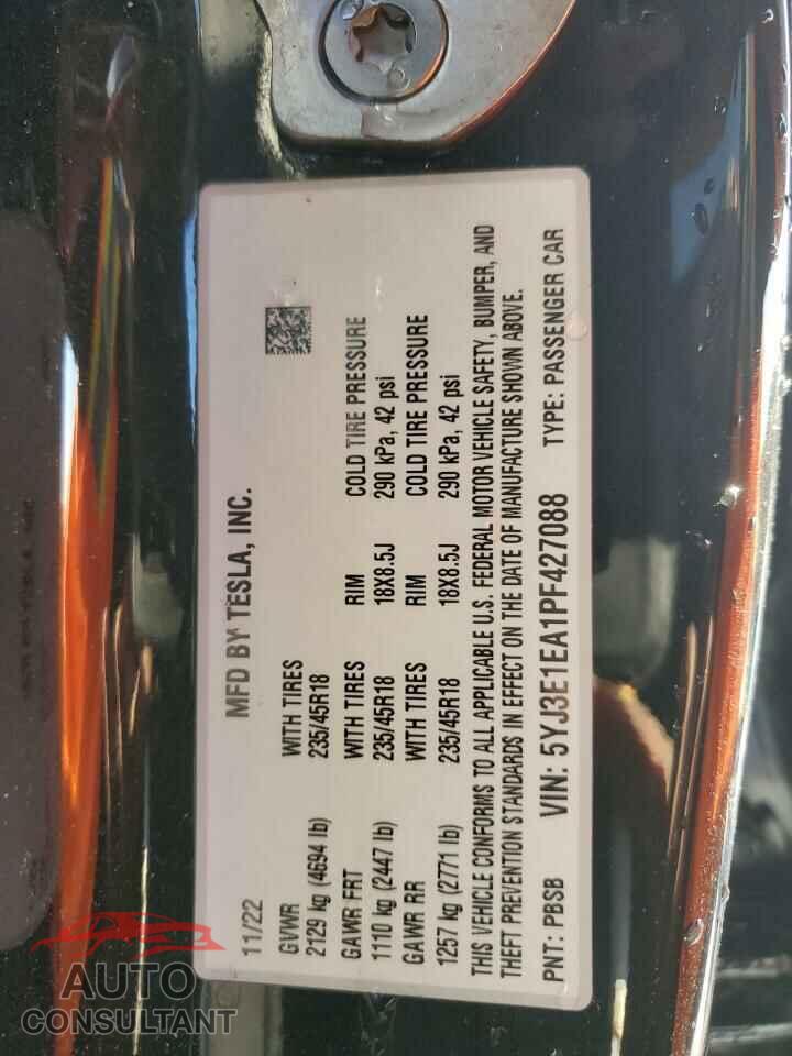 TESLA MODEL 3 2023 - 5YJ3E1EA1PF427088