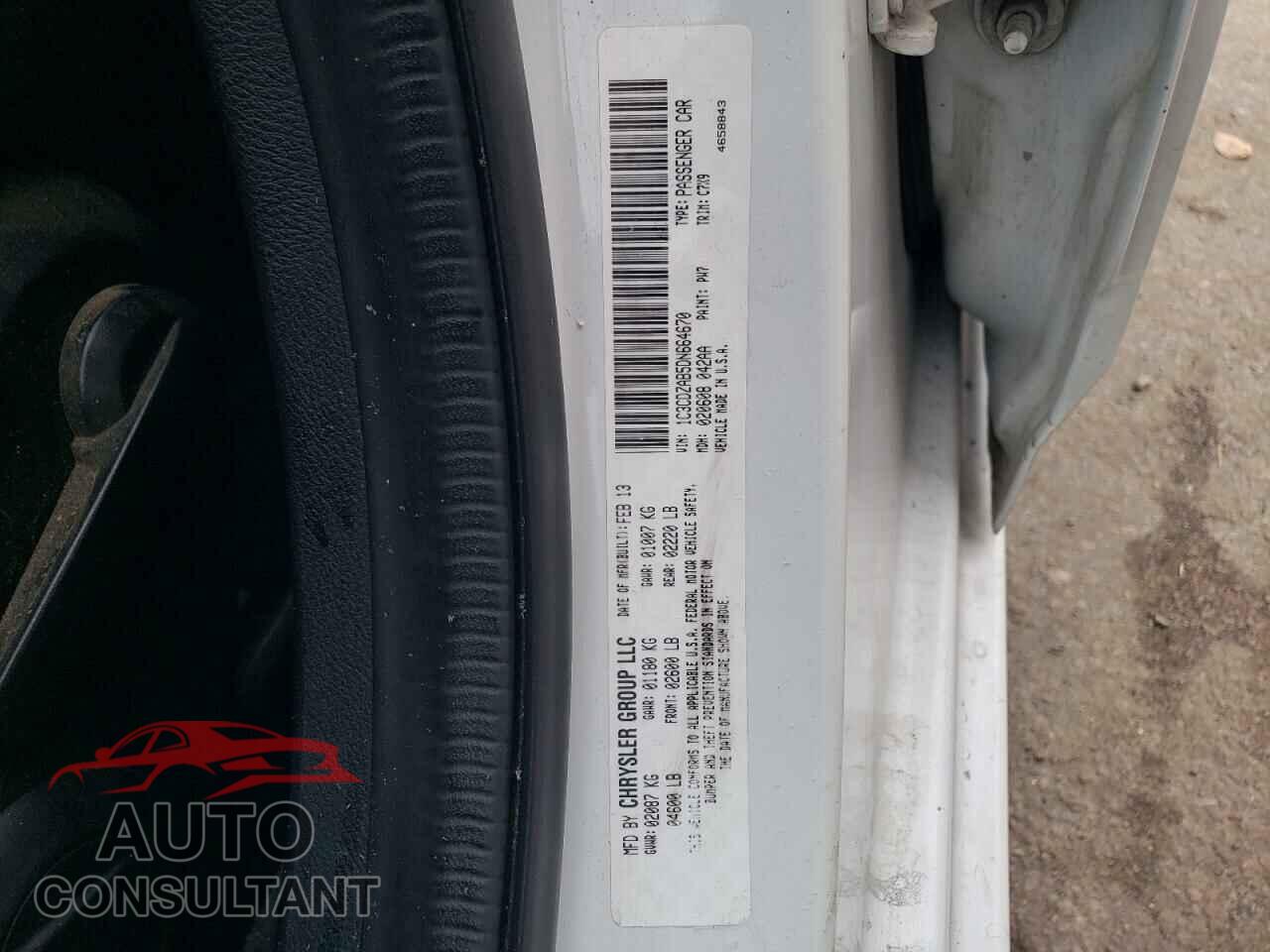 DODGE AVENGER 2013 - 1C3CDZAB5DN664670